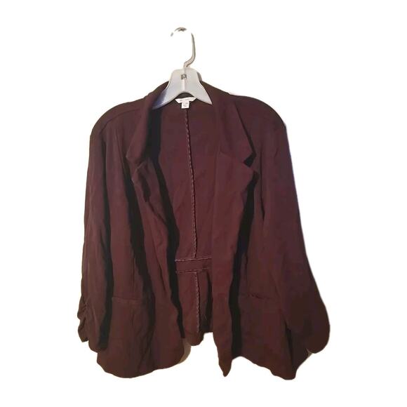 Cato Burgundy Open Front Career Casual Blazer Jacket Womans Plus Size 22/24W - Picture 1 of 5